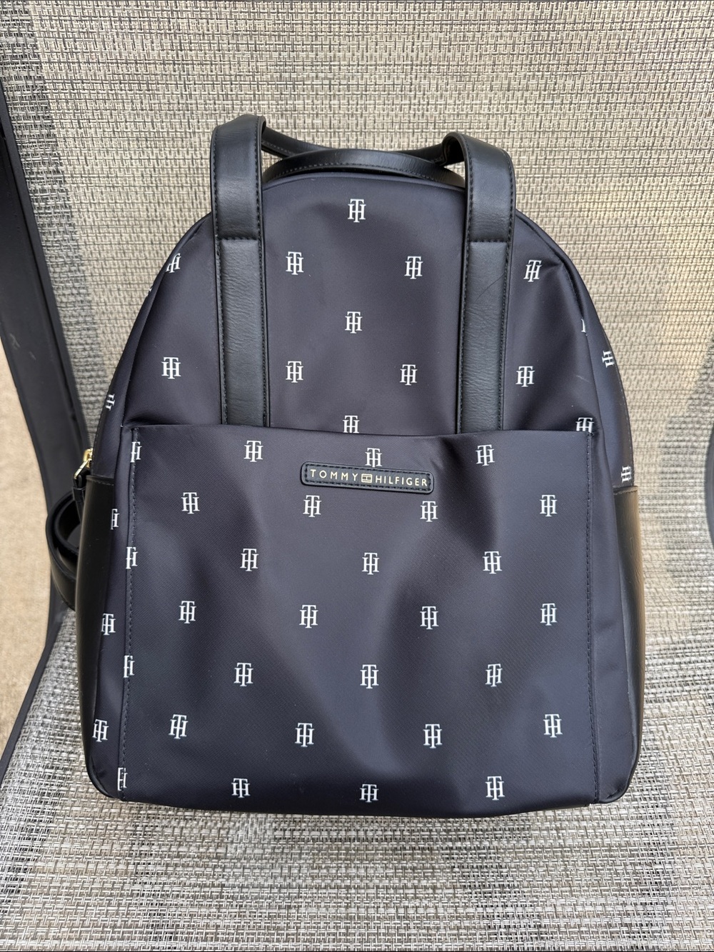 Tommy Hilfiger Navy Monogram Backpack with White Logos